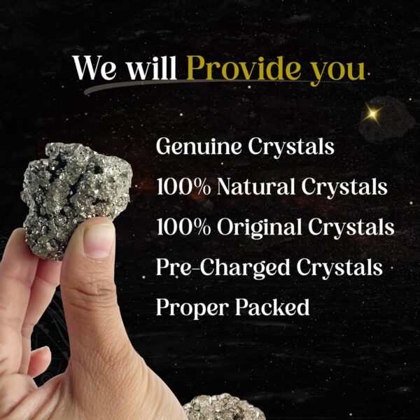 CRIKI Certified Original Pyrite Stone Cluster - Natural, Energized Golden Pyrite for Healing, Willpower, Money manifestation, Vastu, and Business - 50 to 90 GM - Image 6