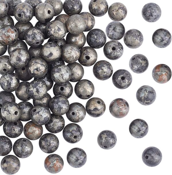 OLYCRAFT 75pcs 3 Strands Natural Pyrite Beads Round Gemstone Loose Beads Energy Stone for Necklaces Bracelets Jewelry Making DIY Crafts - 8mm - Image 2