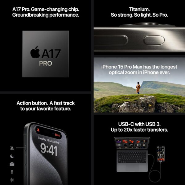 Apple iPhone 15 Pro (256 GB) - Black Titanium (Renewed) - Image 6
