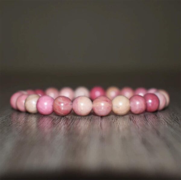 REBUY Rhodochrosite Bracelet Natural Crystal Healing Bracelet Gemstone Jewelry Stone Bracelet for Men & Women, Color Pink, Bead Size 8 mm, Lab Certificate - Image 3