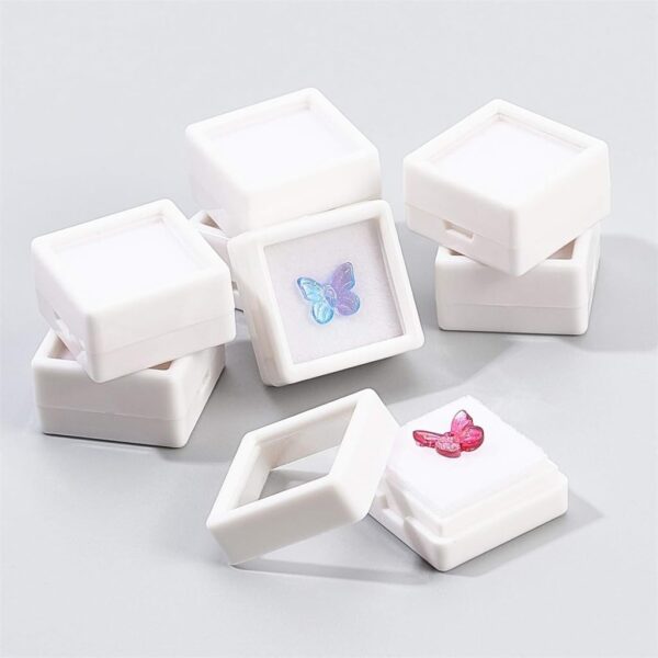 Azonee Mini Square Acrylic Jewelry Box, 36 Pack Gemstone Display Box Container with Clear Top Lids and Sponge for Festival Gems, Coins，Jewelry Packing, White - Image 4