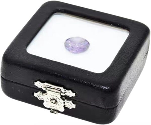 Tazweeq PU Leather Gemstone Display Box,Black Jewelry Diamond Box Case with Clear Clasp Lid and Velvet Pad for Favor Decor,Gems,Coins,Jewelry Packing - Image 2