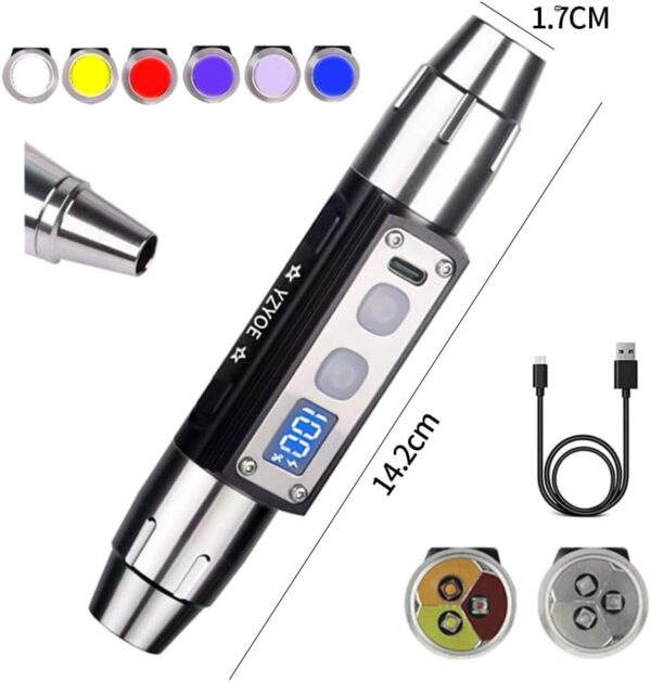 YZYOE Six LEDs Rechargeable Gemstone Flashlight Jade Appraisal Light, Super Bright Jewelry Diamond Detector Lamp. - Image 7