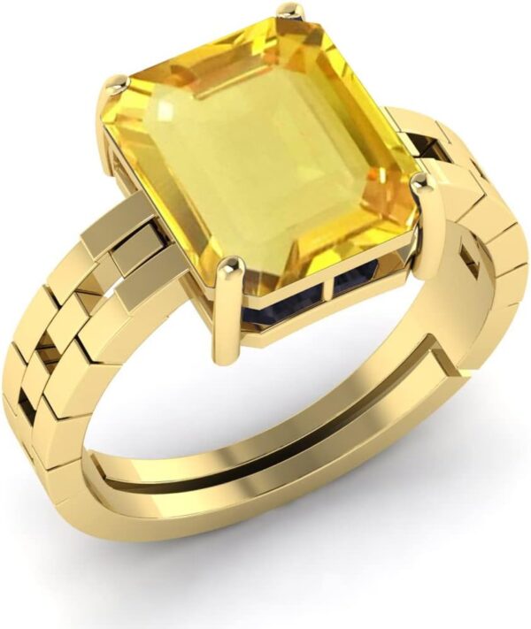RRVGEM YELLOW SAPPHIRE RING Certified Natural 10.50 Carat Certified Unheated Untreatet Yellow Sapphire Pukhraj Gemstone Ring GOLD PLATED Ringfor Women's and Men's LAB -CERTIFIED, Gold Plated, Sapphire - Image 2