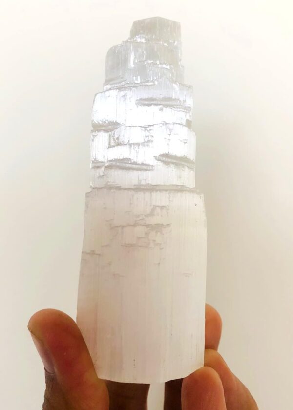 crystalmiracle NATURAL SELENITE 3.5" SKYSCRAPPER TOWER GEMSTONE CRYSTAL HEALING FENG SHUI REIKI GIFT POSITIVE ENERGY PEACE MEDITATION WELLNESS HANDCRAFTED - Image 5