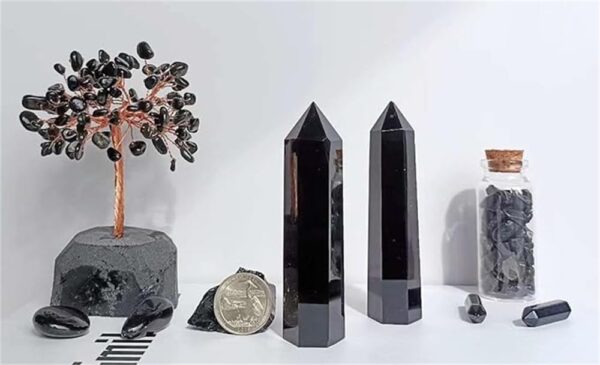 Azonee Obsidian Healing Crystals Wands, Polishing Natural Reiki Energy Wand Stone, Hexagonal Point Large Crystal Gemstones for Meditation Therapy Crystal Grid Decoration, 2 Pcs - Image 3