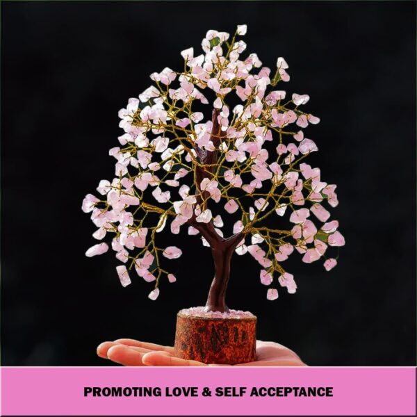 REBUY Rose Quartz Tree Crystal Gemstone Tree Chakra Healing Stone Tree, Size 9 Inch - Image 5