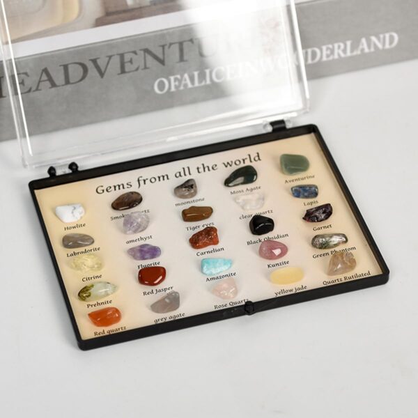 Unbaiser Rock and Mineral Educational Collection & Deluxe Collection Box -25 Pieces with Description Sheet and Educational Information. Geology Gem Kit for Kids with Display Case - Image 2