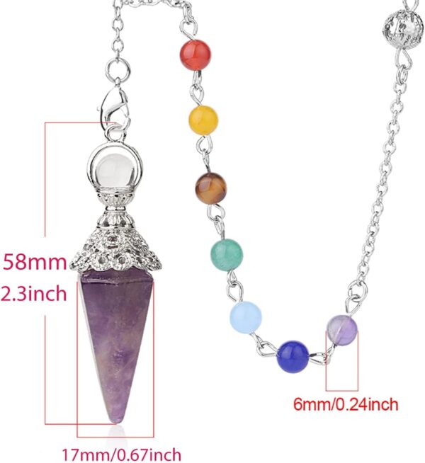 Azonee Natural Healing Crystals 7 Chakra Amethyst Pendulum, Crystals and Gemstones Pendulum Board for Dowsing, Scrying, Reiki Healing Balance Meditation Divination Crystal Pendant Set - Image 8