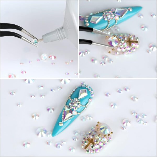 GAVIYE 3792 Pieces Flatback Rhinestones for Crafts,Nail Gems Gemstones Crystals Jewels,Craft Glass Diamonds Stones Bling Rhinestone with Tweezers and Picking Pen(SS6~SS20 Silver) - Image 8