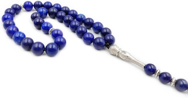 REBUY Blue Jade Stone with Tassel Prayer Tasbih for Men & Women | 33 + 5 Round Beads Natural Crystal Healing Gemstone Islamic, Muslim Tasbeeh for Meditation | 10mm Beads, Pack of 1 - Image 6