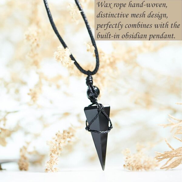 Azonee Healing Crystal Pendant Necklace Hexagonal Stone Pointed Gemstone Necklace for Men Women for Healing Reiki Chakra Pendulum Pendant with Adjustable Cord - Image 3