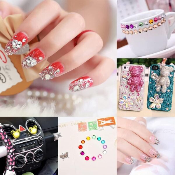 MAKINGTEC 2100 Pcs Rhinestone Stickers, Self Adhesive Crystal Glitter Diamond Art Gemstone Stickers for Face Diy Crafts Nail Phone Case Decoration (Colorful 2pcs) - Image 4