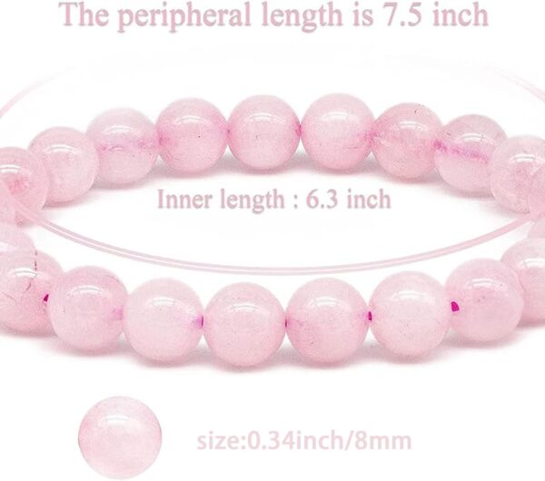 1PCS Natural Gemstone Bracelet,Rose Quartz Bracelet,Healing Crystal Bracelet, Stone Bracelet Bracelets for Women Men Girls Gifts (Unisex)，Bead Size 8 mm(0.31") - Image 4