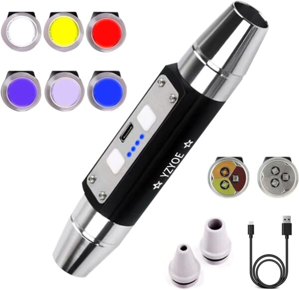 YZYOE Six LEDs Rechargeable Gemstone Flashlight Jade Appraisal Light, Super Bright Jewelry Diamond Detector Lamp. - Image 2