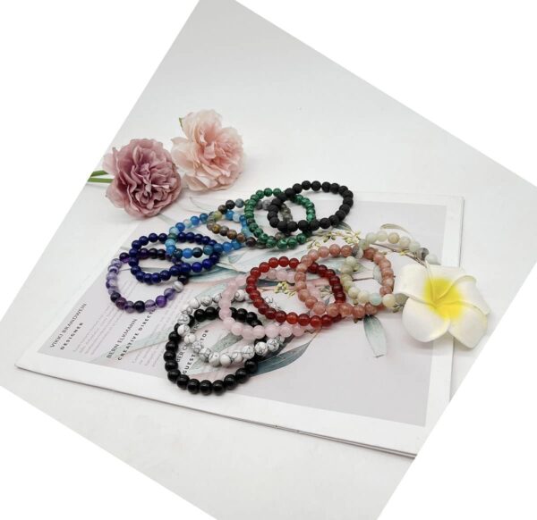 WAINIS 12PCS 8mm Semi-precious Beaded Bracelets for Men Women Stretch Round Bead Crystal Gemstones Bracelets Unisex - Image 4