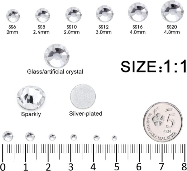 GAVIYE 3792 Pieces Flatback Rhinestones for Crafts,Nail Gems Gemstones Crystals Jewels,Craft Glass Diamonds Stones Bling Rhinestone with Tweezers and Picking Pen(SS6~SS20 Silver) - Image 3