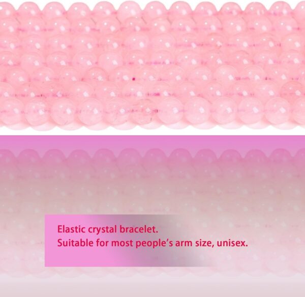 1PCS Natural Gemstone Bracelet,Rose Quartz Bracelet,Healing Crystal Bracelet, Stone Bracelet Bracelets for Women Men Girls Gifts (Unisex)，Bead Size 8 mm(0.31") - Image 3