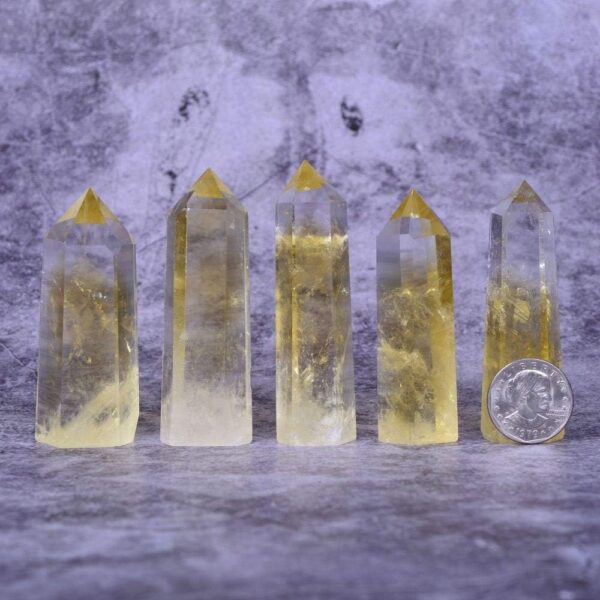 Angelstones Natural Citrine Gemstone Healing Crystal Hexagonal Pointed Reiki Chakra Faceted Prism Wand Carved Stone Figurine Home Decor - Image 2