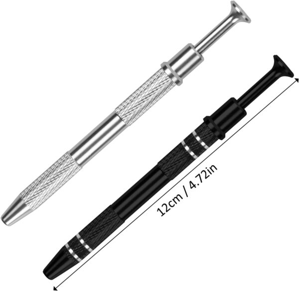 volumoon Pack of 2 Gemstone Grippers, Diamond Gemstone Tweezers, Small Parts Gripper, Tweezers for Gemstones, Piercing Ball Holder, 4 Prong Bead Holder for Jewellery, Beads, Screw, Precision Parts - Image 3
