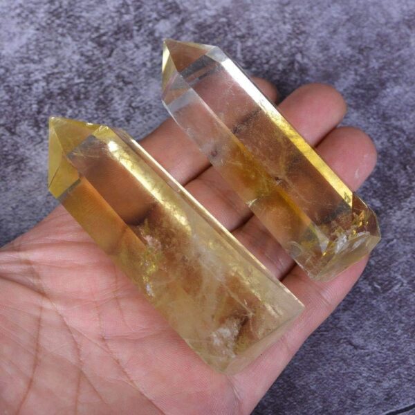 Angelstones Natural Citrine Gemstone Healing Crystal Hexagonal Pointed Reiki Chakra Faceted Prism Wand Carved Stone Figurine Home Decor - Image 3
