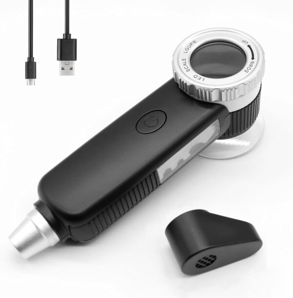 NALACAL 30X Jewelers Loupe, Rechargeable Illuminated Loupe Magnifier, Adjustable Focal Length, Designed for Jewelry Appraisal, Jade, Gemstones, Coins and Stamps (with Gemstone Intense Flashlight) - Image 2