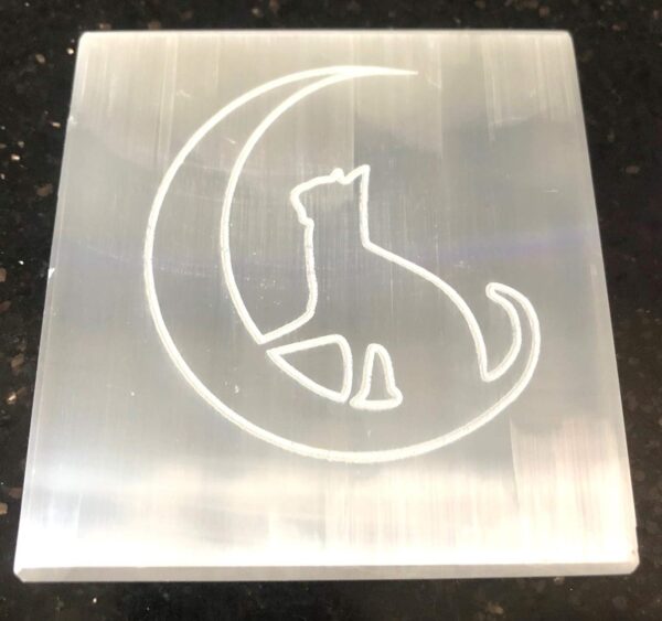 crystalmiracle SELENITE 3" SQUARE ETCHED CHARGING REIKI PLATE CRYSTAL HEALING FENG SHUI GEMSTONE GIFT POSITIVE ENERGY PEACE MEDITATION WELLNESS HANDCRAFTED - Image 2