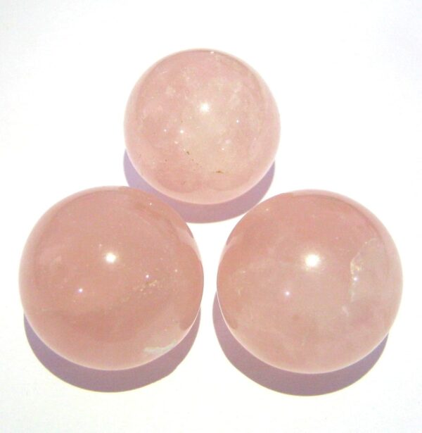 crystalmiracle Set of Three Rose Quartz 24 MM Spheres Crystal Healing Reiki FENG Shui Gift Positive Energy Peace Wellness Gemstone Aura Love Relations VAASTU - Image 3