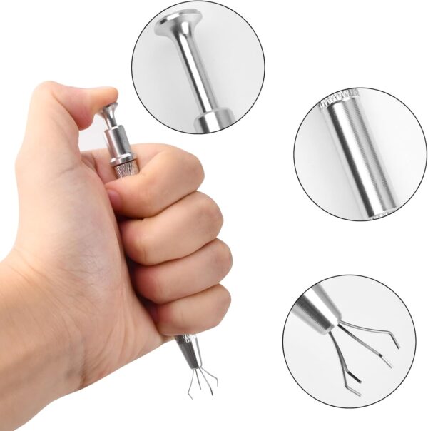 volumoon Pack of 2 Gemstone Grippers, Diamond Gemstone Tweezers, Small Parts Gripper, Tweezers for Gemstones, Piercing Ball Holder, 4 Prong Bead Holder for Jewellery, Beads, Screw, Precision Parts - Image 4