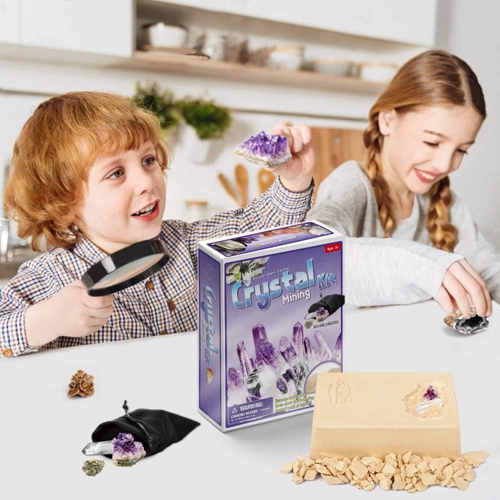 UKR Crystals Dig DIY Mining Kit Science Geology Set Educational Learning STEM Toy Gems Digging 5 Natural Crystals Excavation for Kids Party Giveaways Craft - Image 3