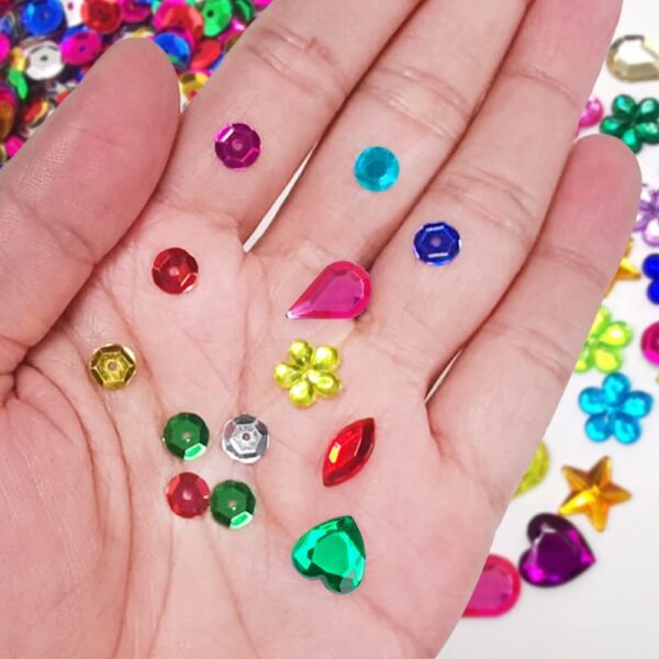 DaKuan 20000 Pcs 6MM Bulk Loose Sequins and 600 Pieces Craft Gems Jewels Acrylic Flatback Rhinestones Gemstone for DIY Crafts Jewelry Making, 6-13mm - Image 3