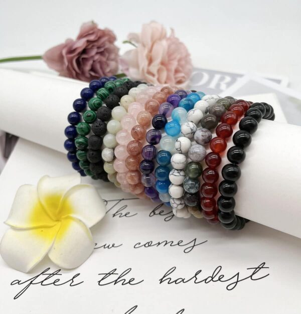 WAINIS 12PCS 8mm Semi-precious Beaded Bracelets for Men Women Stretch Round Bead Crystal Gemstones Bracelets Unisex - Image 5