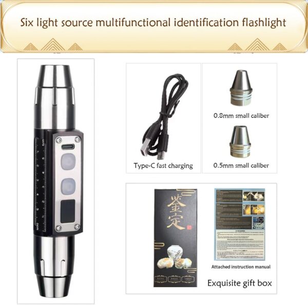 YZYOE Six LEDs Rechargeable Gemstone Flashlight Jade Appraisal Light, Super Bright Jewelry Diamond Detector Lamp. - Image 8