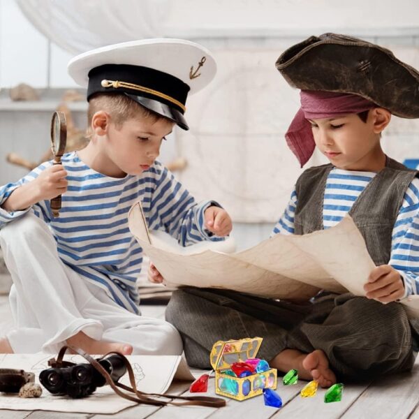 AM ANNA Diving Gem Pool Toy,24 Colorful Summer Swimming Gem Diving Toys with 2 Treasure Pirate Boxes Summer Underwater Swimming Toy Set with Acrylic Gemstones Set for Kids Swimming Pool Party Favors - Image 6