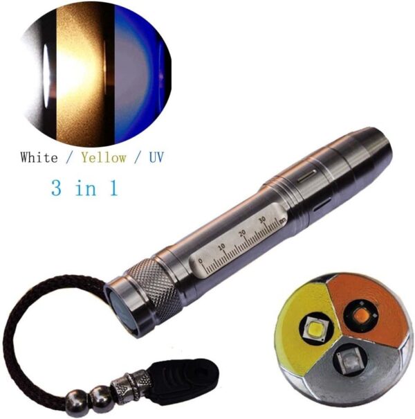 qlee Led Uv Flashlight 365nm R5 Jade Jewelry Gemstone Identification Lights Ultraviolet/Yellow/White 3 in 1 Light Measurement Scale with 18650 Battery - Image 10