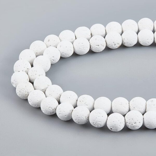 PH PandaHall 470pcs 7.6~8mm White Lava Beads Dyed Volcanic Lava Bead Synthetic Lava Stone Beads Oil Diffuser Beads Chakra Bead Round Loose Beads White Gemstone Beads Bulk Lava Beads for Jewelry Making - Image 8