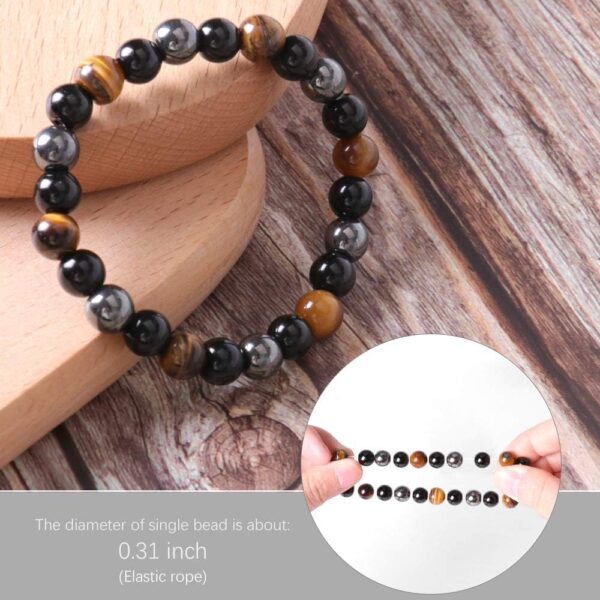 lohey 2 Pack Beaded Bracelets for Women, 8mm Tigers Eye Crystal Bracelet Hematite Beads & Black Obsidian Balance Bracelet Gifts for Women Men Friend - Bring Luck and Prosperity - Image 4
