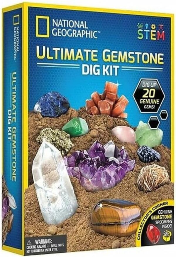 National Geographic Ultimate Gemstone Dig Kit - Fascinating Gem Excavation Kits for Kids with 20 Authentic Gemstones and Crystals | STEM Educational Science Kits Gifts for 8+ Year Old Boys and Girls - Image 2