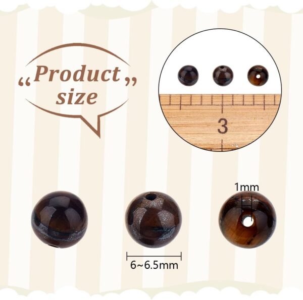 OLYCRAFT 126pcs 6~6.5mm Natural Tiger-Eye Gemstone Round Loose Beads Energy Stone Tiger Eye Round Beads Strands for Bracelet Necklace Jewelry Making - Image 3