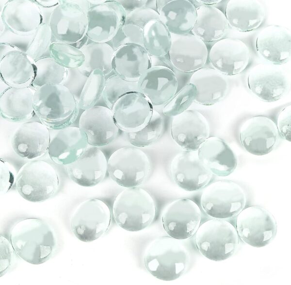 Clear Flat Glass Marbles, Vase Filler Crystals Gemstones Transparent Round Pebbles Floral Glass Beads for Vases Table Scatter Aquarium Gravel Decoration DIY Craft（1LB 90-100PCS） - Image 2