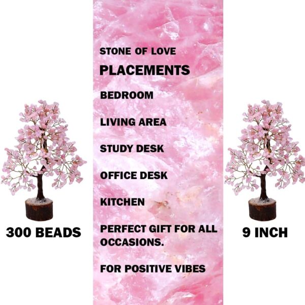 REBUY Rose Quartz Tree Crystal Gemstone Tree Chakra Healing Stone Tree, Size 9 Inch - Image 4
