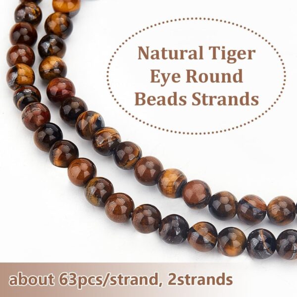 OLYCRAFT 126pcs 6~6.5mm Natural Tiger-Eye Gemstone Round Loose Beads Energy Stone Tiger Eye Round Beads Strands for Bracelet Necklace Jewelry Making - Image 5