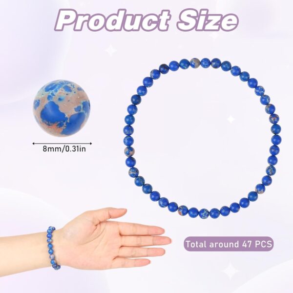 45 Pcs Dark Blue Beads Gemstone Beads Colorful Round Stone Beads for Jewelry DIY Making Handmade bead material weaving (Dark blue) - Image 8
