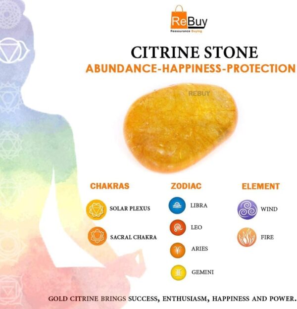 REBUY Yellow Citrine Tumble Stone | Natural Original Citrine Stone Help To Attract Wealth, Success, & Good Fortune, Associations With Abundance, Prosperity, and Positivity | Pack Of 1 Wgt. Upto 20gms - Image 5