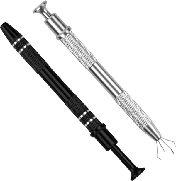volumoon Pack of 2 Gemstone Grippers, Diamond Gemstone Tweezers, Small Parts Gripper, Tweezers for Gemstones, Piercing Ball Holder, 4 Prong Bead Holder for Jewellery, Beads, Screw, Precision Parts - Image 2