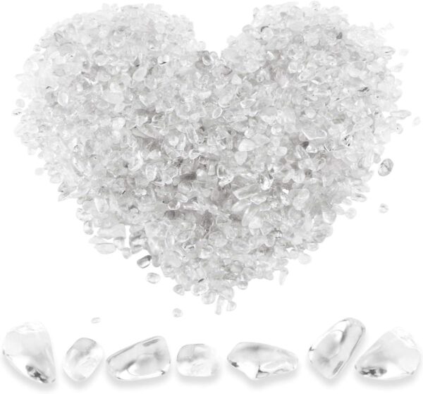 Twdrer 2lb/950g Small Natural White Clear Irregular Shaped Crystal Quartz Rock Tumbled Chips Crushed Stone Healing Reiki Crystal Gemstones for Garden Aquarium Vases Plants Decoration - Image 2