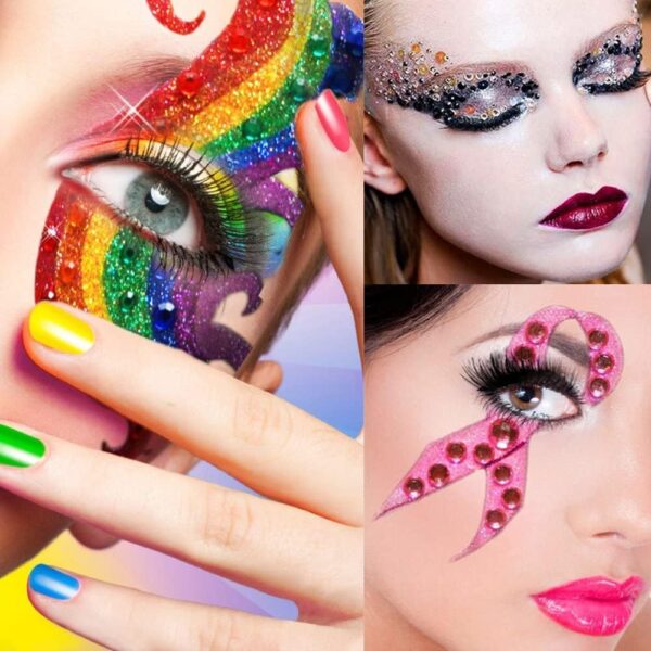 MAKINGTEC 2100 Pcs Rhinestone Stickers, Self Adhesive Crystal Glitter Diamond Art Gemstone Stickers for Face Diy Crafts Nail Phone Case Decoration (Colorful 2pcs) - Image 5