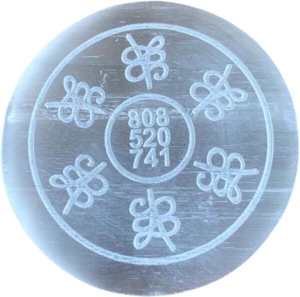crystalmiracle Selenite 3" Round Numeric Carved Reiki Charging Plate Crystal Healing Gemstone Feng Shui Gift Handcrafted - Image 3