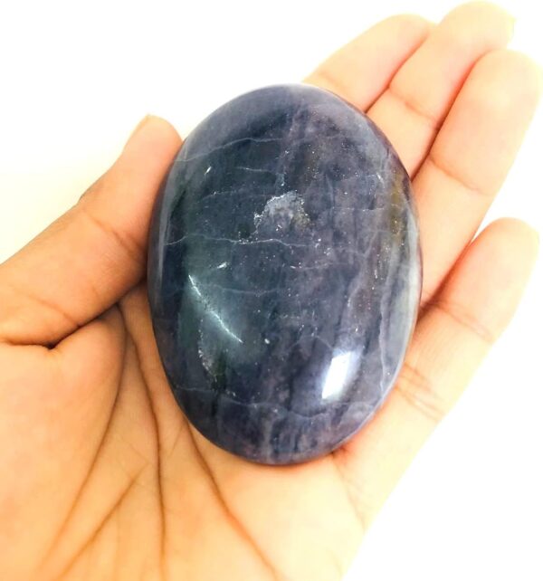crystalmiracle Iolite Gemstone Palm Stone Crystal Healing Reiki Wellness Chakra Balancing Gift Pocket Stone - Image 3