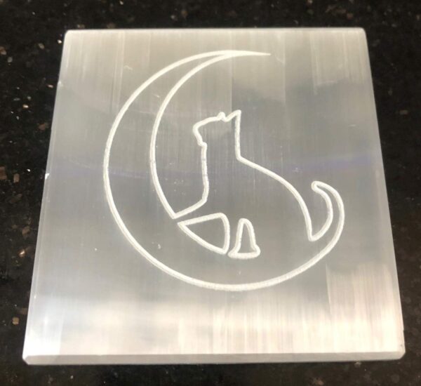 crystalmiracle SELENITE 3" SQUARE ETCHED CHARGING REIKI PLATE CRYSTAL HEALING FENG SHUI GEMSTONE GIFT POSITIVE ENERGY PEACE MEDITATION WELLNESS HANDCRAFTED - Image 3